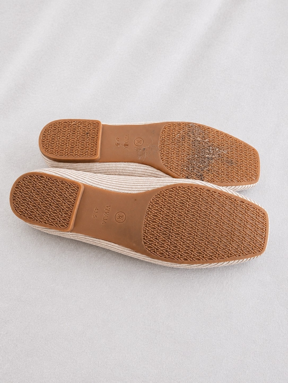 VIVAIA Women’s Ballet Flats 41.5 Beige Gold Metallic Sparkle Knit Bow Square Toe - Picture 6 of 7